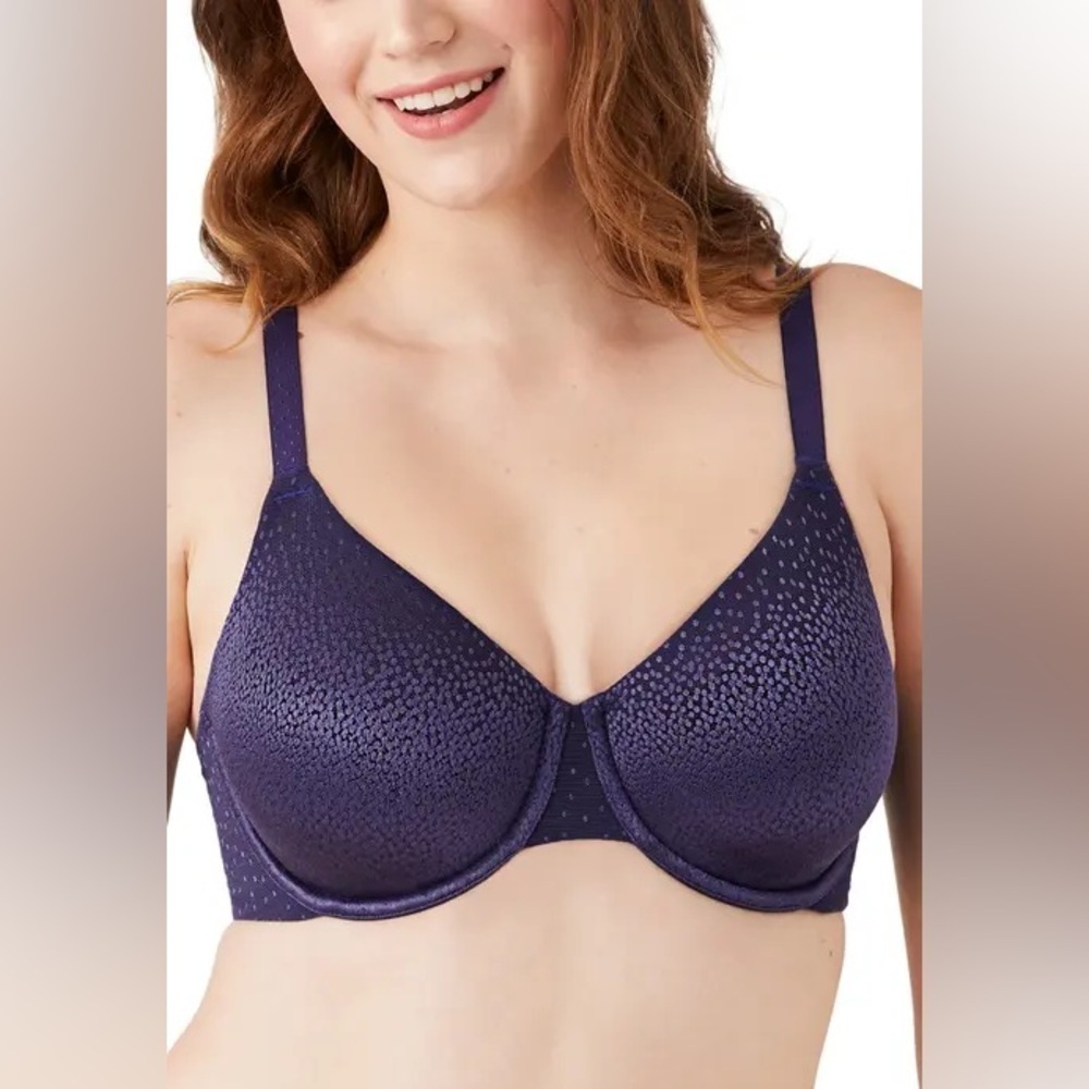 Wacoal Back Appeal Smoothing Underwire Bra Eclipse Blue Unlined Size 34DD